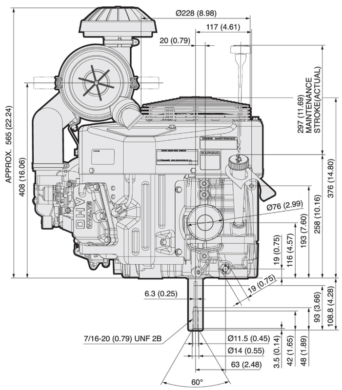 Kawasaki FX730V 235hp Vertical Shaft V-Twin Engine