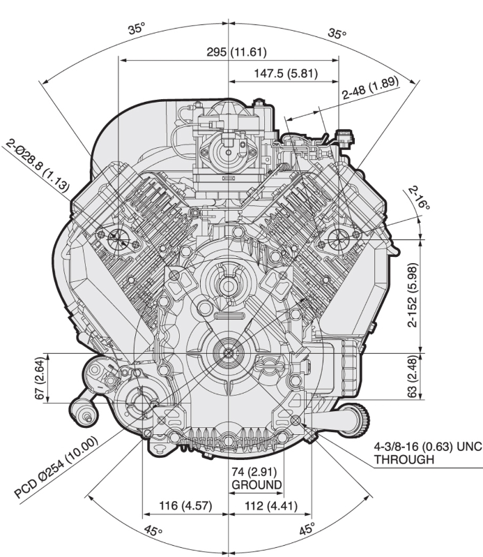 Kawasaki FX730V 235hp Vertical Shaft V-Twin Engine