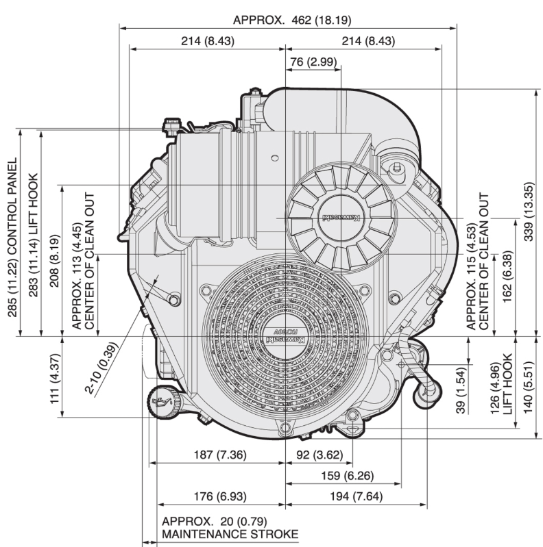 Kawasaki FX730V 235hp Vertical Shaft V-Twin Engine