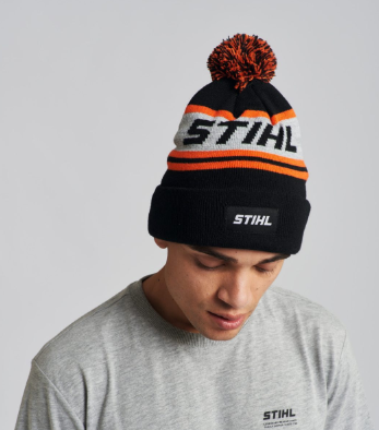 Stihl Beanie Pom Pom Black